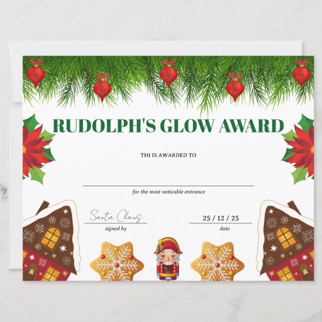 Rudolph's Glow Julutmärkes Certifikat (Framsida)
