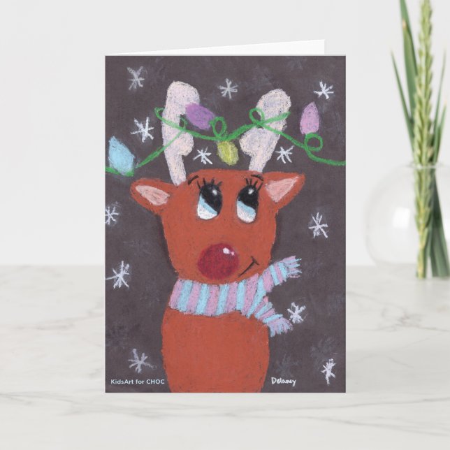 Rudolphs gnistrande horn - KidsArt för CHOC Kort (Framsida)