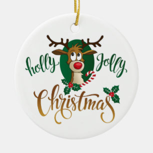 Rudolph's Holly Jolly-jul Julgransprydnad Keramik