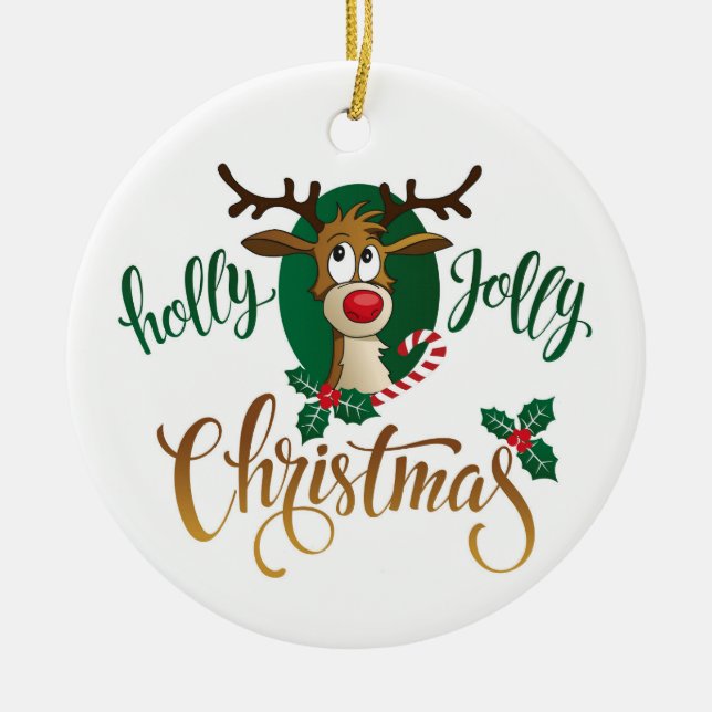 Rudolph's Holly Jolly-jul Julgransprydnad Keramik (Framsidan)