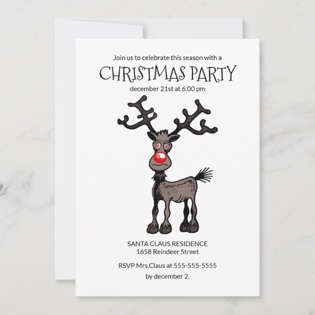 Rudolphs julfestinladning inbjudningar (Framsida)