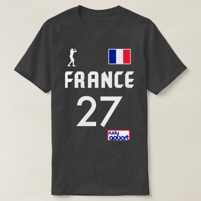 Rudy Gobert)( 2021 Frankrike Basketball Team Jerse T Shirt (Design framsida)