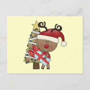 Rudy Reindeer Helgdag Träd Helg Vykort