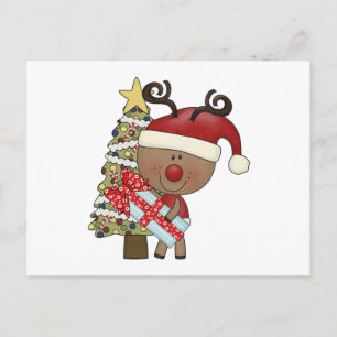 Rudy Reindeer Helgdag Träd Helg Vykort