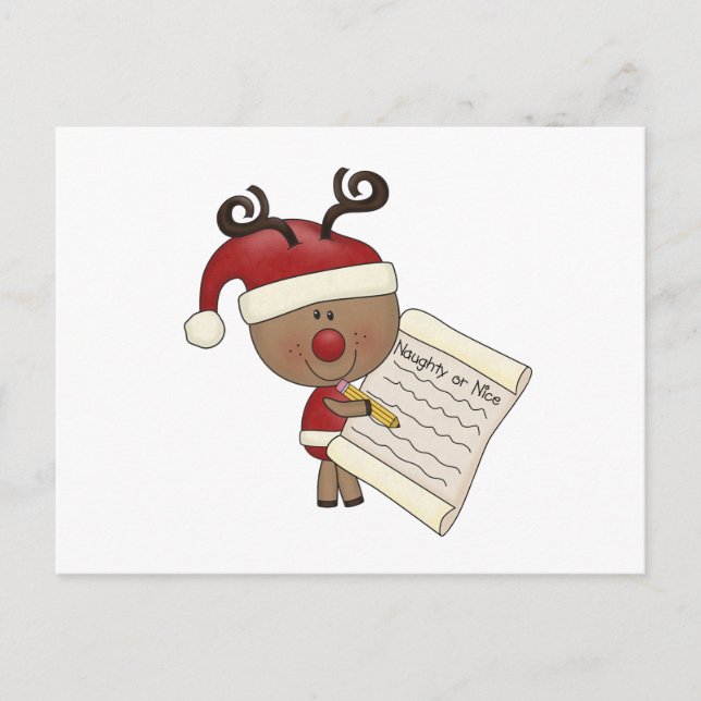 Rudy Reindeer Naughty eller Nic Vykort (Framsida)
