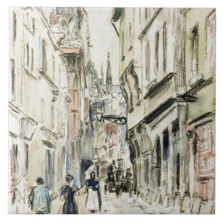 Rue Damiette, Rouen (ca 1884), Camille Pissarro Kakelplatta
