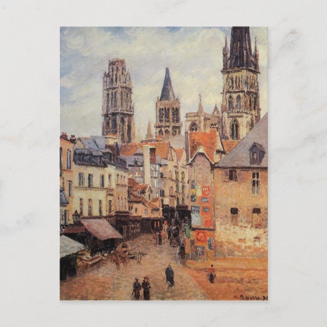 Rue de l'epicerie at Rouen, på en Grått-morgon Vykort (Framsida)