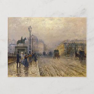Rue de Paris med Carriages av Giuseppe de Nittis Vykort