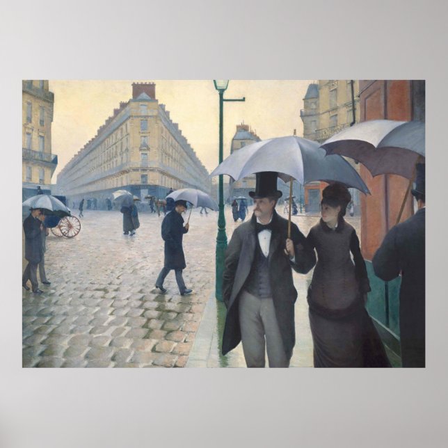 Rue de Paris, temps de pluie av Gustave Caillebott Poster (Framsidan)