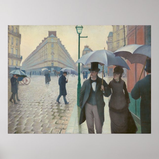 Rue de Paris Temps de Pluie av Gustave Caillebotte Poster (Framsidan)