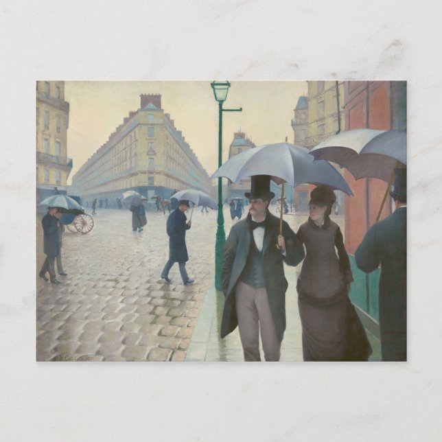 Rue de Paris Temps de Pluie av Gustave Caillebotte Vykort (Framsida)