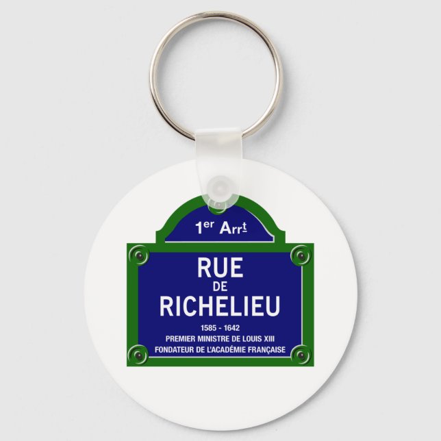 Rue de Richelieu, Paris Street Sign Nyckelring (Framsida)