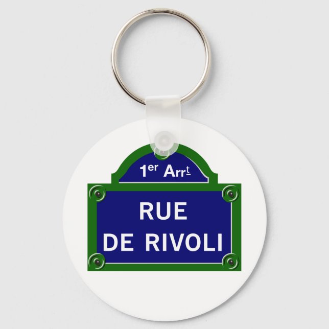 Rue de Rivoli, Paris Street Sign Nyckelring (Framsida)