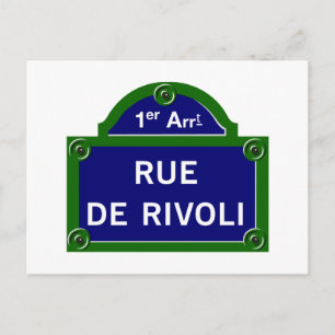Rue de Rivoli, Paris Street Sign Vykort