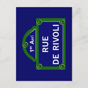 Rue de Rivoli, Paris Street Sign Vykort