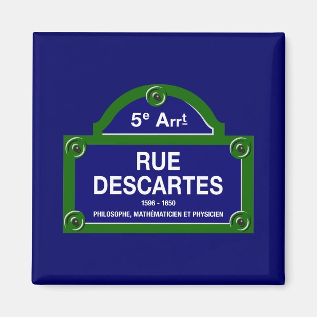 Rue Descartes, Paris Street Sign Magnet (Framsidan)