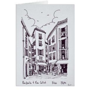 Rue Droite & Rue Collet Gammal Nice, Frankrike Hälsningskort