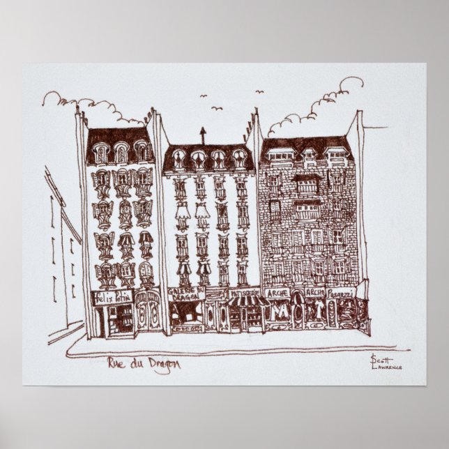 Rue du Dragon, Saint-Germain-des-Pres, Paris Poster (Framsidan)