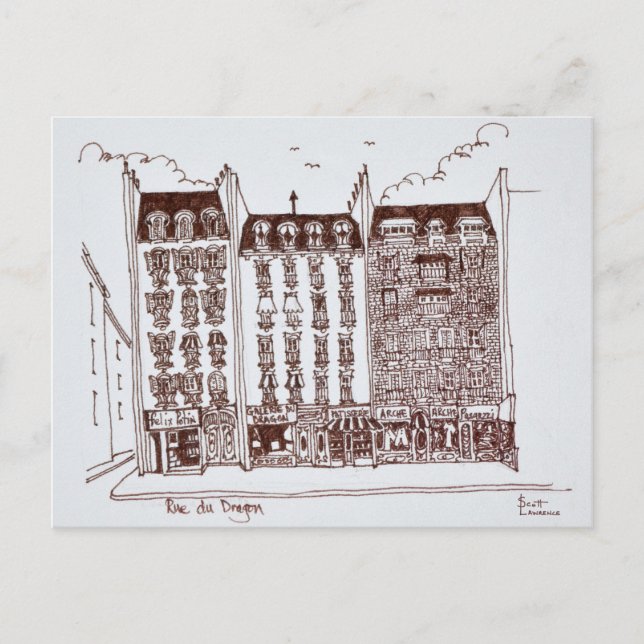 Rue du Dragon, Saint-Germain-des-Pres, Paris Vykort (Framsida)
