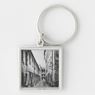 Rue du Fer-en-Moulin, Paris, 1858-78 Fyrkantig Silverfärgad Nyckelring