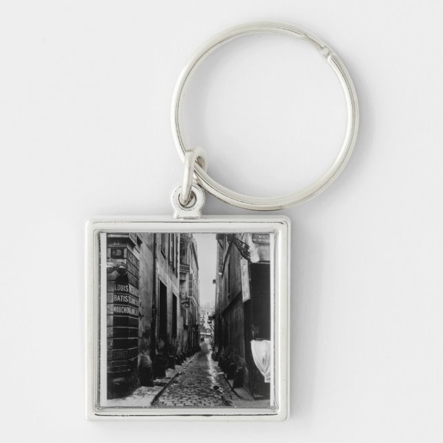 Rue du Giffel Fyrkantig Silverfärgad Nyckelring (Framsidan)