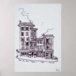 Rue du Vieux Port i Old Nice Nice, Frankrike Poster