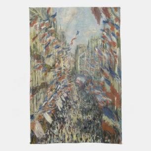 Rue Montorgueil i Paris vid Claude Monet Kökshandduk