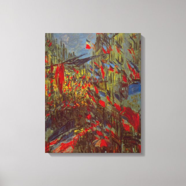 Rue Montorgueil med flaggor av Claude Monet Canvastryck (Framsida)