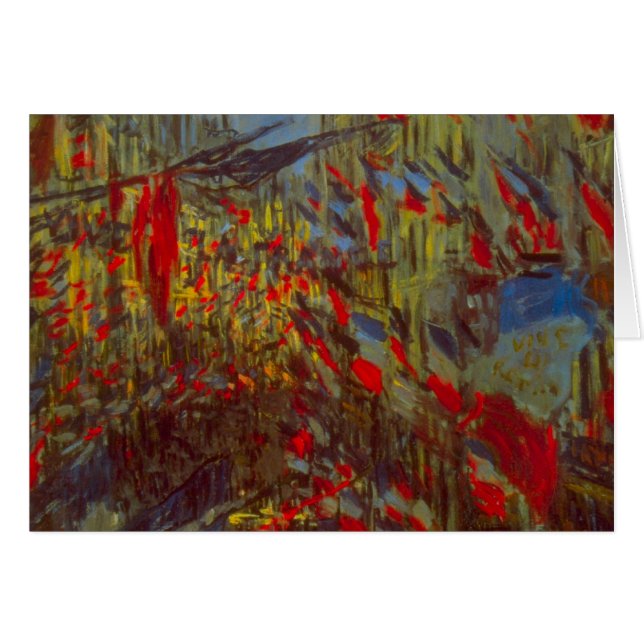 Rue Montorgueil med Flaggor av Claude Monet Hälsningskort (Framsidan Horizontal)