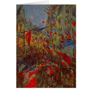 Rue Montorgueil med Flaggor av Claude Monet Hälsningskort