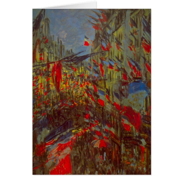 Rue Montorgueil med Flaggor av Claude Monet Hälsningskort (Framsidan)