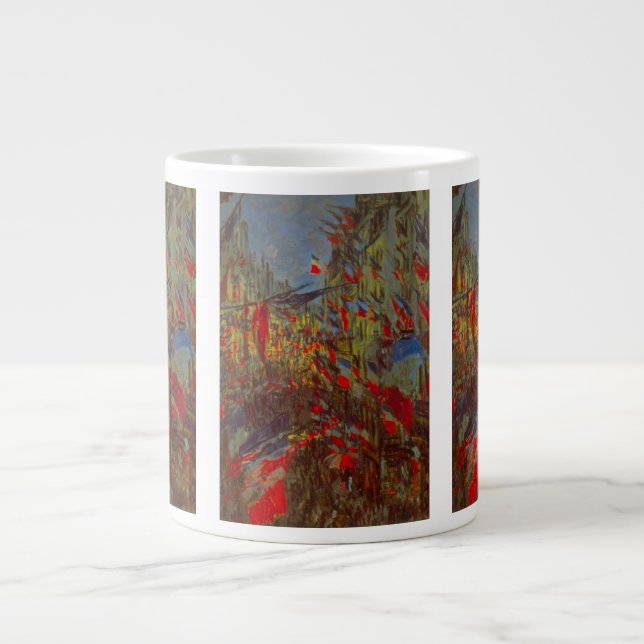 Rue Montorgueil med Flaggor av Claude Monet Jumbo Mugg (Framsidan)
