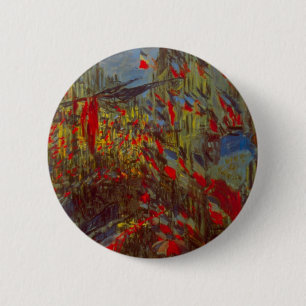 Rue Montorgueil med flaggor av Claude Monet Knapp
