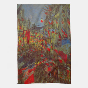 Rue Montorgueil med flaggor av Claude Monet Kökshandduk