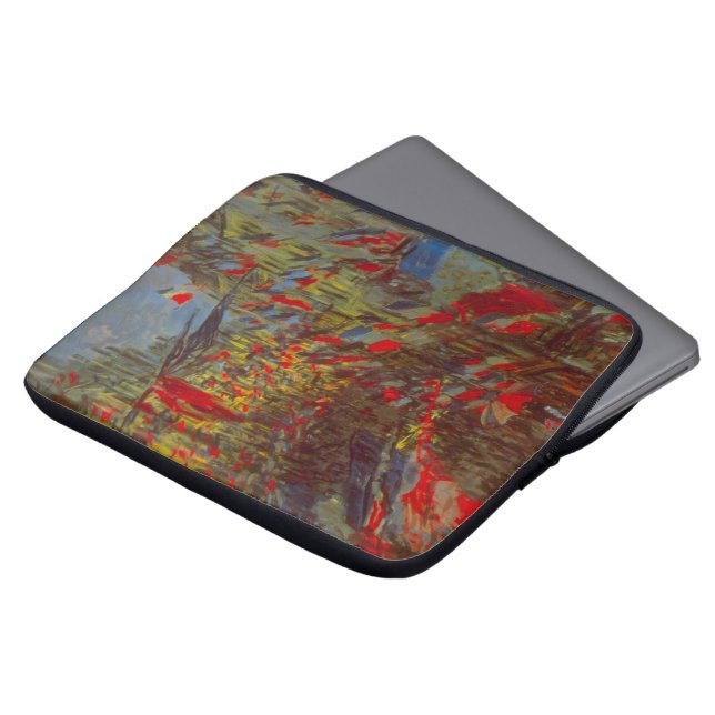 Rue Montorgueil med Flaggor av Claude Monet Laptop Sleeve (Framsida topp)