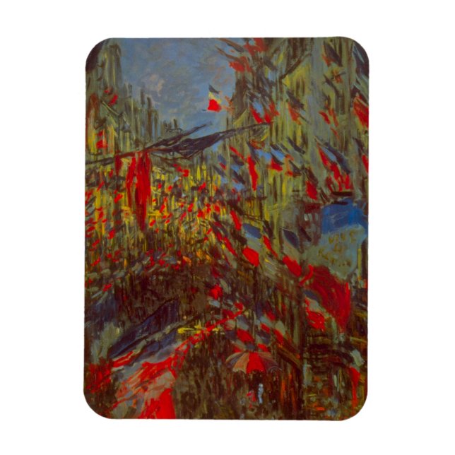 Rue Montorgueil med Flaggor av Claude Monet Magnet (Vertikal)