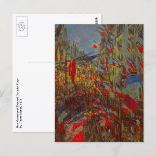 Rue Montorgueil med flaggor av Claude Monet Vykort