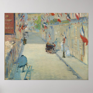 Rue Mosnier med Flaggor av Manet - Poster
