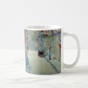 Rue Mosnier med Flaggor Manet Fransk Frankrike Art Kaffemugg