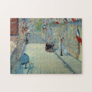 Rue Mosnier med Flaggor Manet Fransk Frankrike Art Pussel