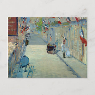 Rue Mosnier med Flaggor Manet Fransk Frankrike Art Vykort