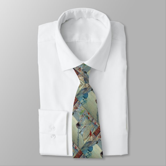 Rue Mosnier med Flaggor Manet Painting Necktie Slips (Bunden)