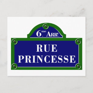 Rue Princesse, Paris Street Sign Vykort
