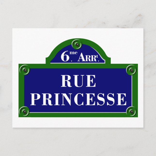 Rue Princesse, Paris Street Sign Vykort (Framsida)