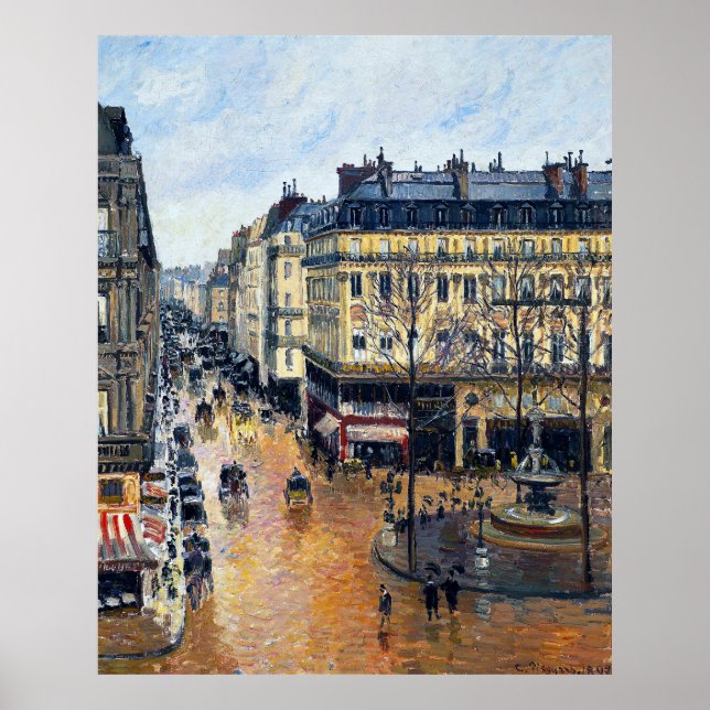 Rue Saint-Honoré i Aeftermiddag Camille Pissarro Poster (Framsidan)