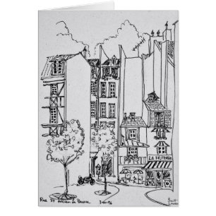 Rue Saint-Julien-le-Pauvre Paris, Frankrike Hälsningskort