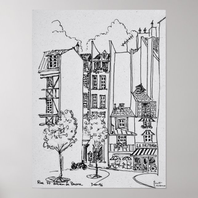 Rue Saint-Julien-le-Pauvre | Paris, Frankrike Poster (Framsidan)