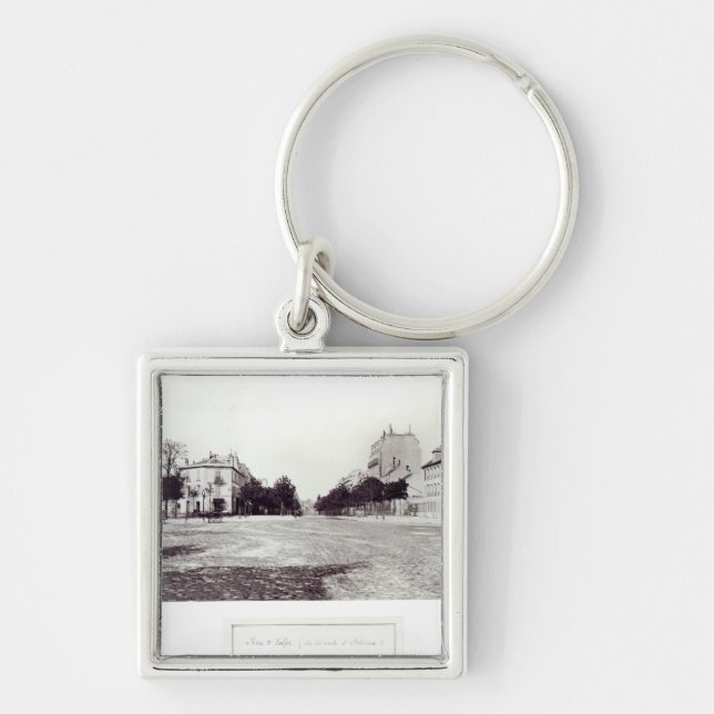 Rued'Enfer, från vägen till Orleans Fyrkantig Silverfärgad Nyckelring (Framsidan)