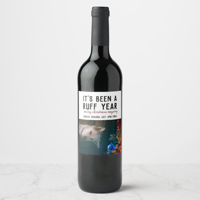 Ruff År 2020 - Julfoto Vinflaska Etikett (Framsida)