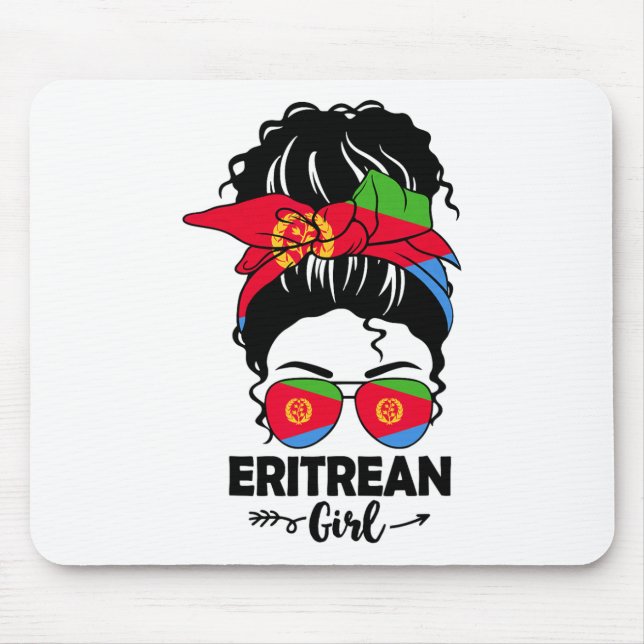 Ruff bun eritreansk flicka och Eritrea flagga Gles Musmatta (Framsidan)